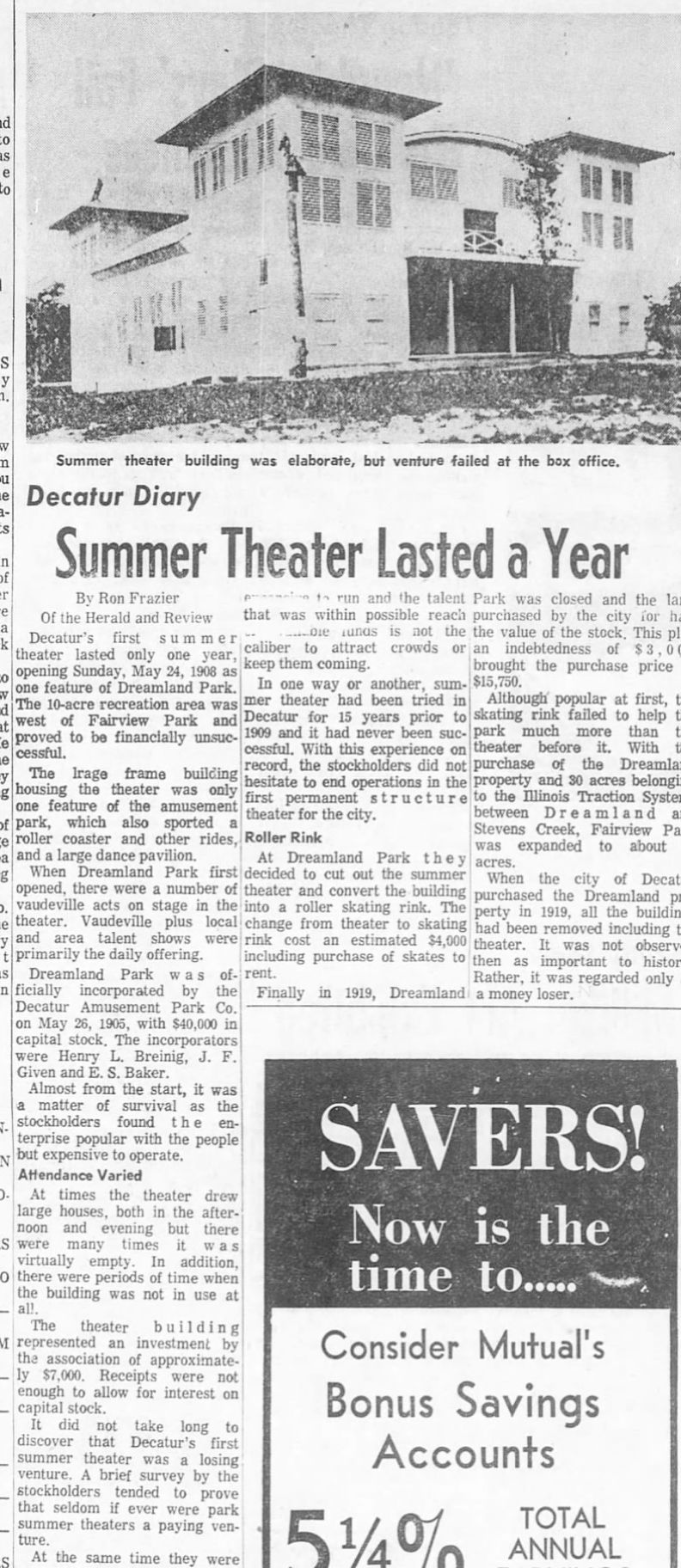 Summer theater lasted a year